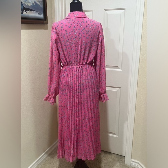 Hapsho Pink Floral PLEATED LONG SLEEVE DRESS SIZE S. - Picture 10 of 10